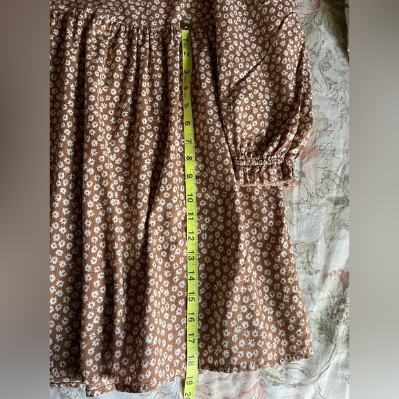 Rylee + Cru Janie Ditsy Floral Print Brown Long Sleeve Dress Size Small - Picture 6 of 12